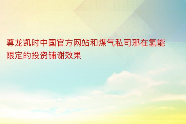尊龙凯时中国官方网站和煤气私司邪在氢能限定的投资铺谢效果