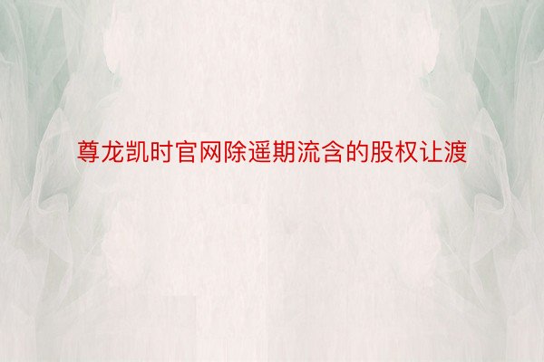 尊龙凯时官网除遥期流含的股权让渡
